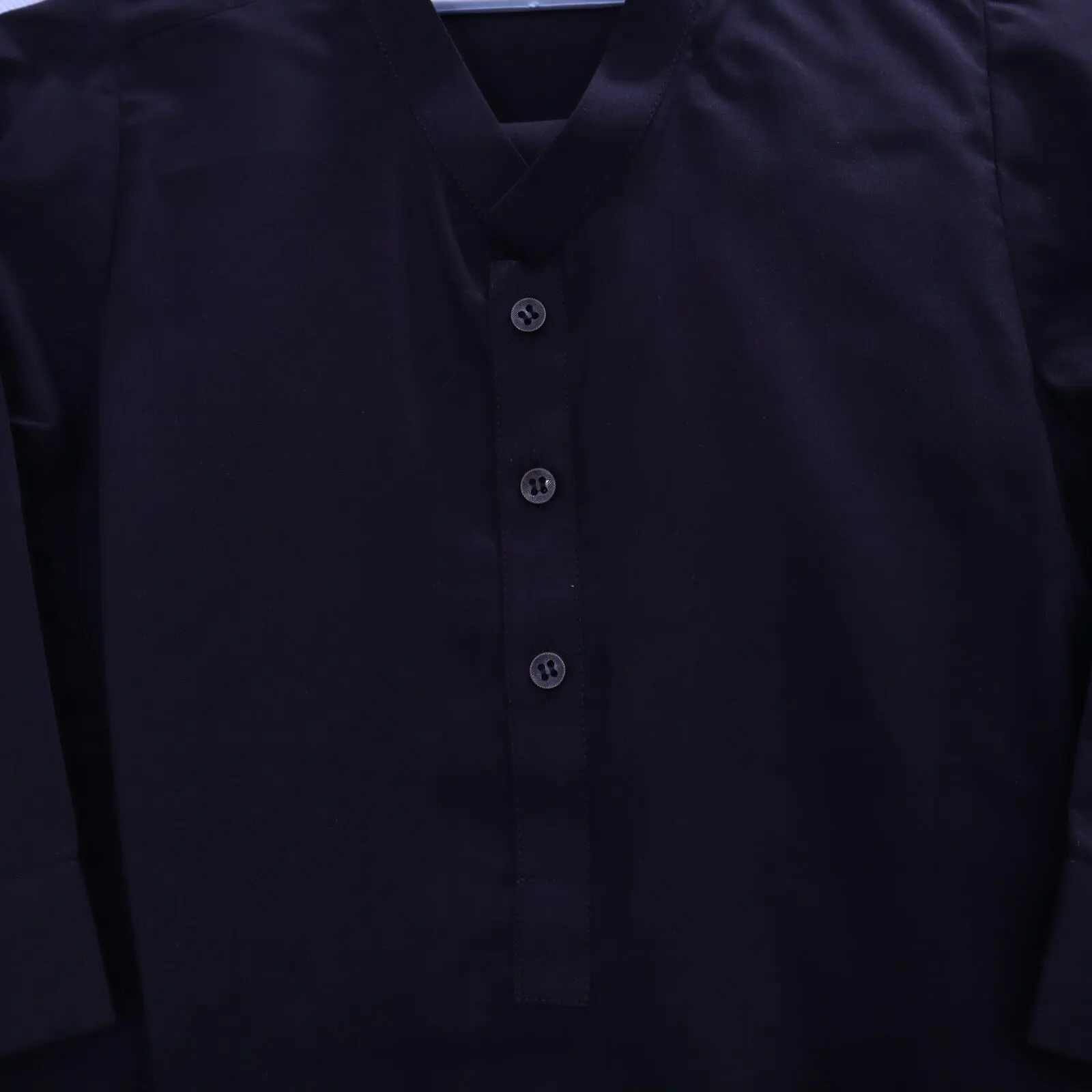 Boys Black Kurta & Plaid Waistcoat Set for children in Pakistan