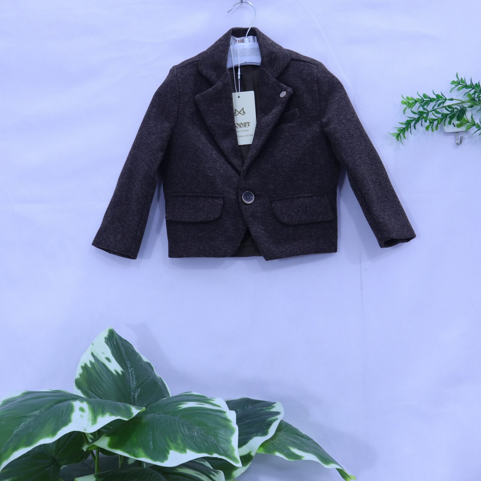 Boys Charcoal Melange Blazer, available in sizes 1-3 years at MODST Lahore