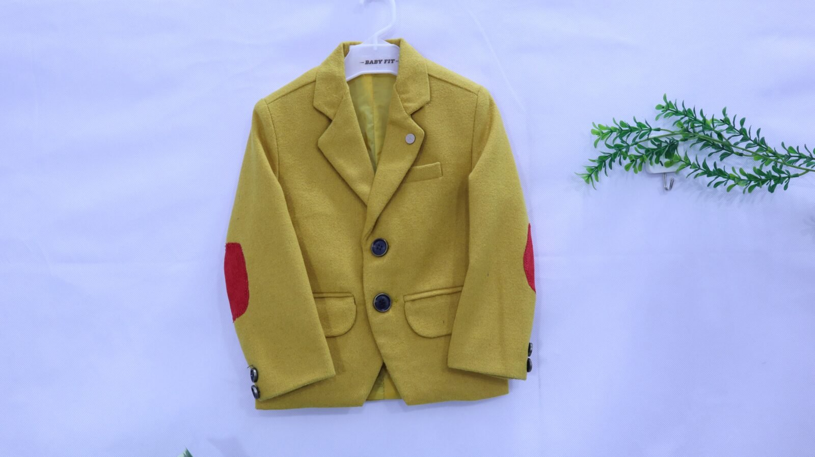 Boys Mustard Elbow-Patch Blazer, available in sizes 1-3 years at MODST Lahore