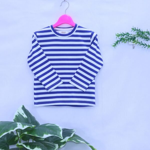 Boys Navy & White Stripe Long-Sleeve Tee from MODST Kidswear
