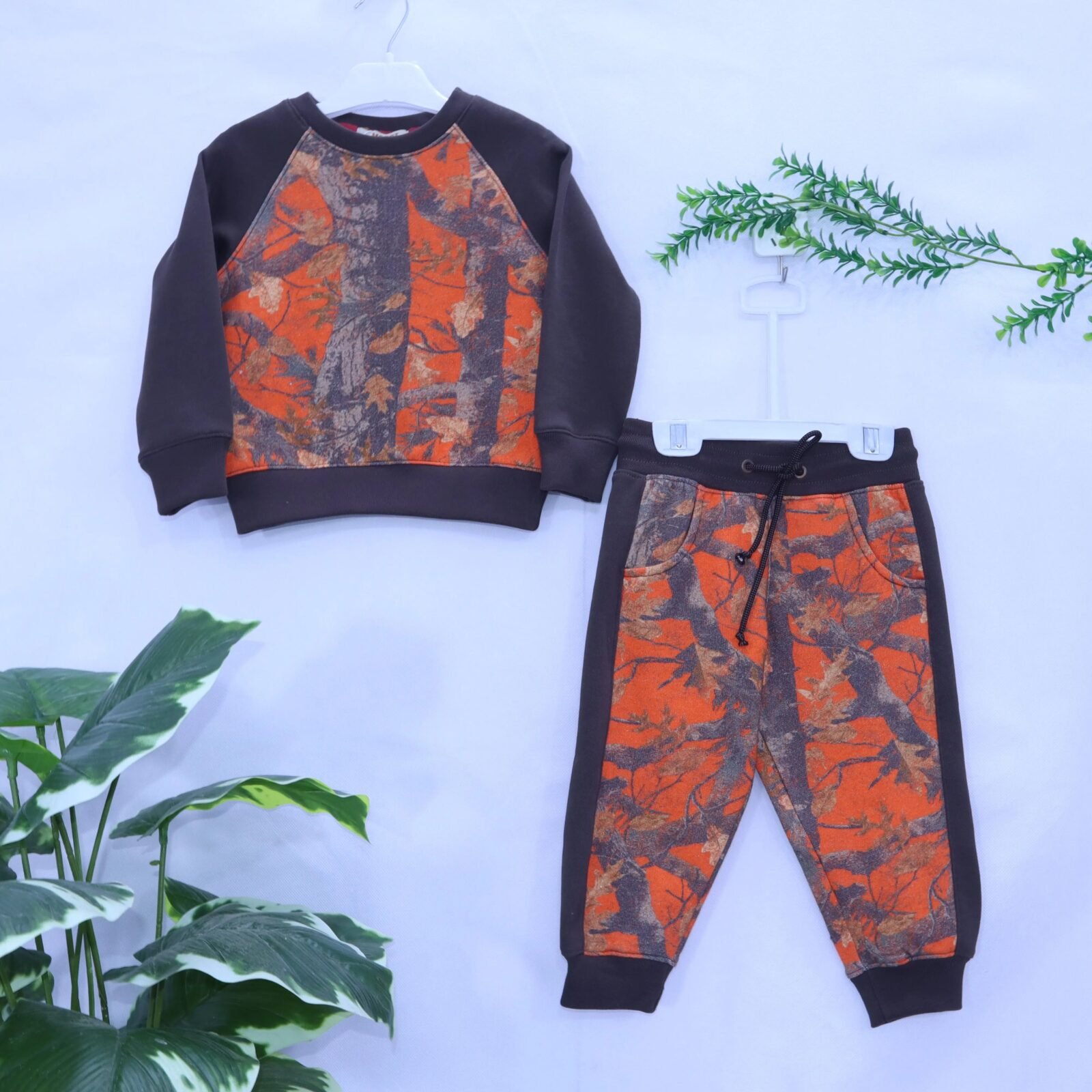 Boys Orange Camo Fleece Track Suit, sizes 1-5 years