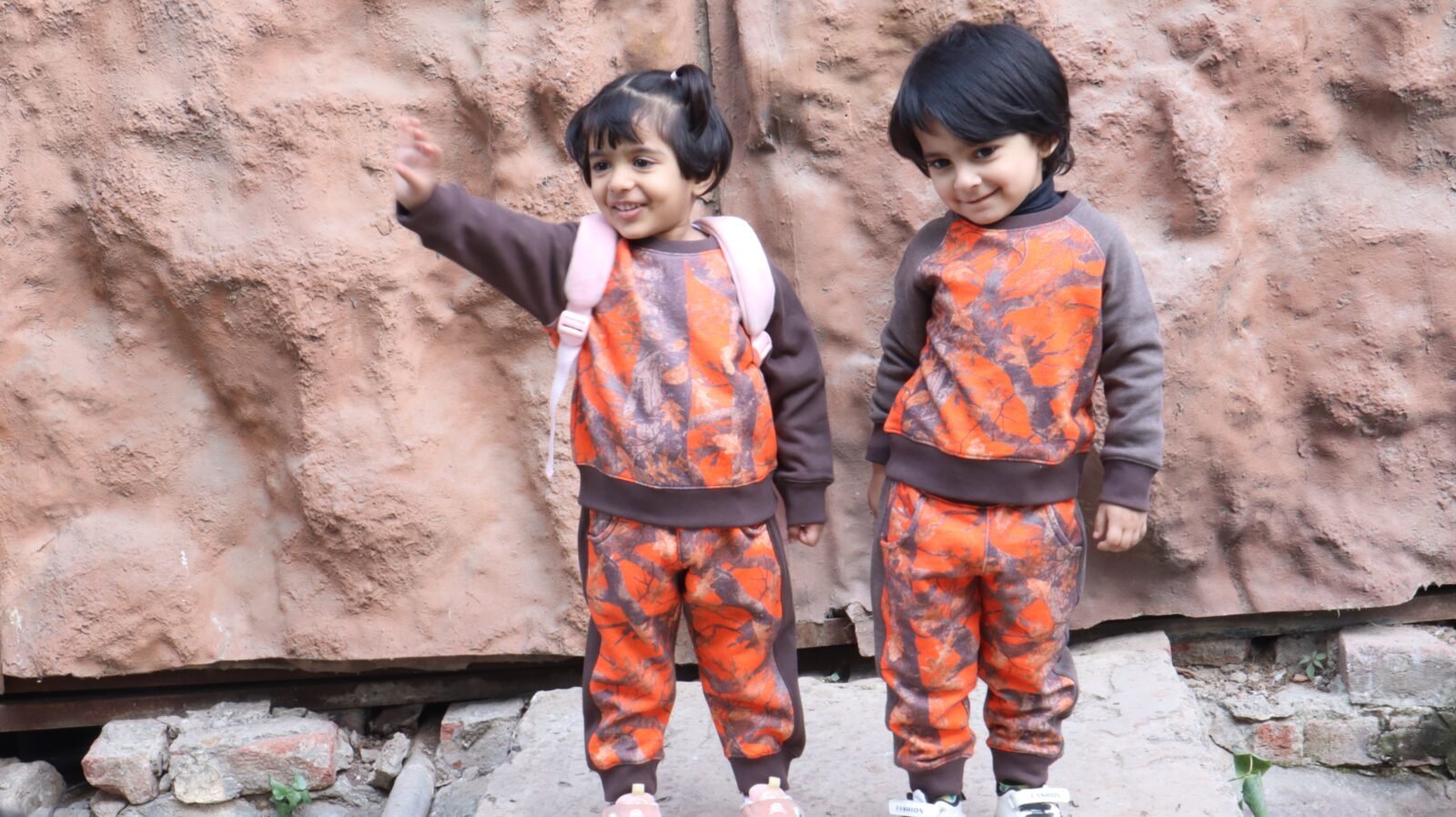 Boys Orange Camo Fleece Track Suit for children in Pakistan