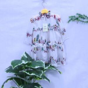 Girls Forest Print High-Neck Tiered Dress from MODST Kidswear