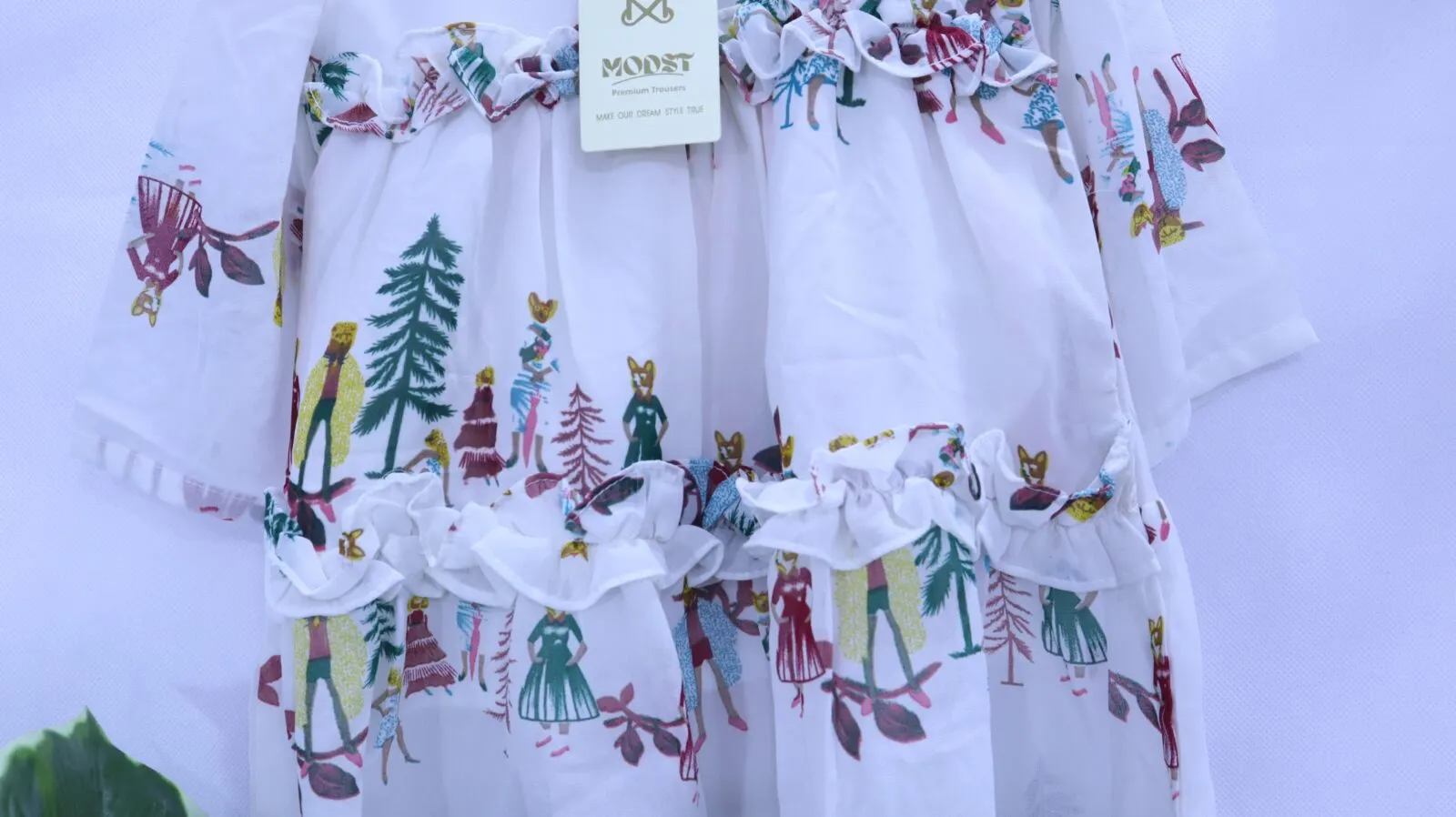 Girls Forest Print High-Neck Tiered Dress for children in Pakistan