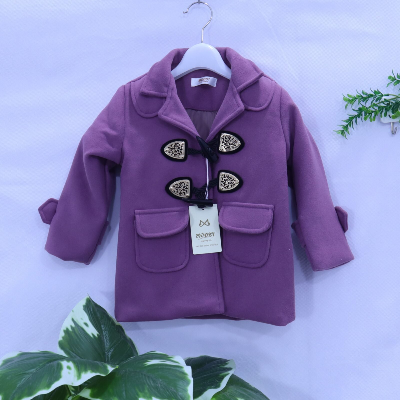 Girls Lilac Toggle Coat for Winter from MODST Kidswear