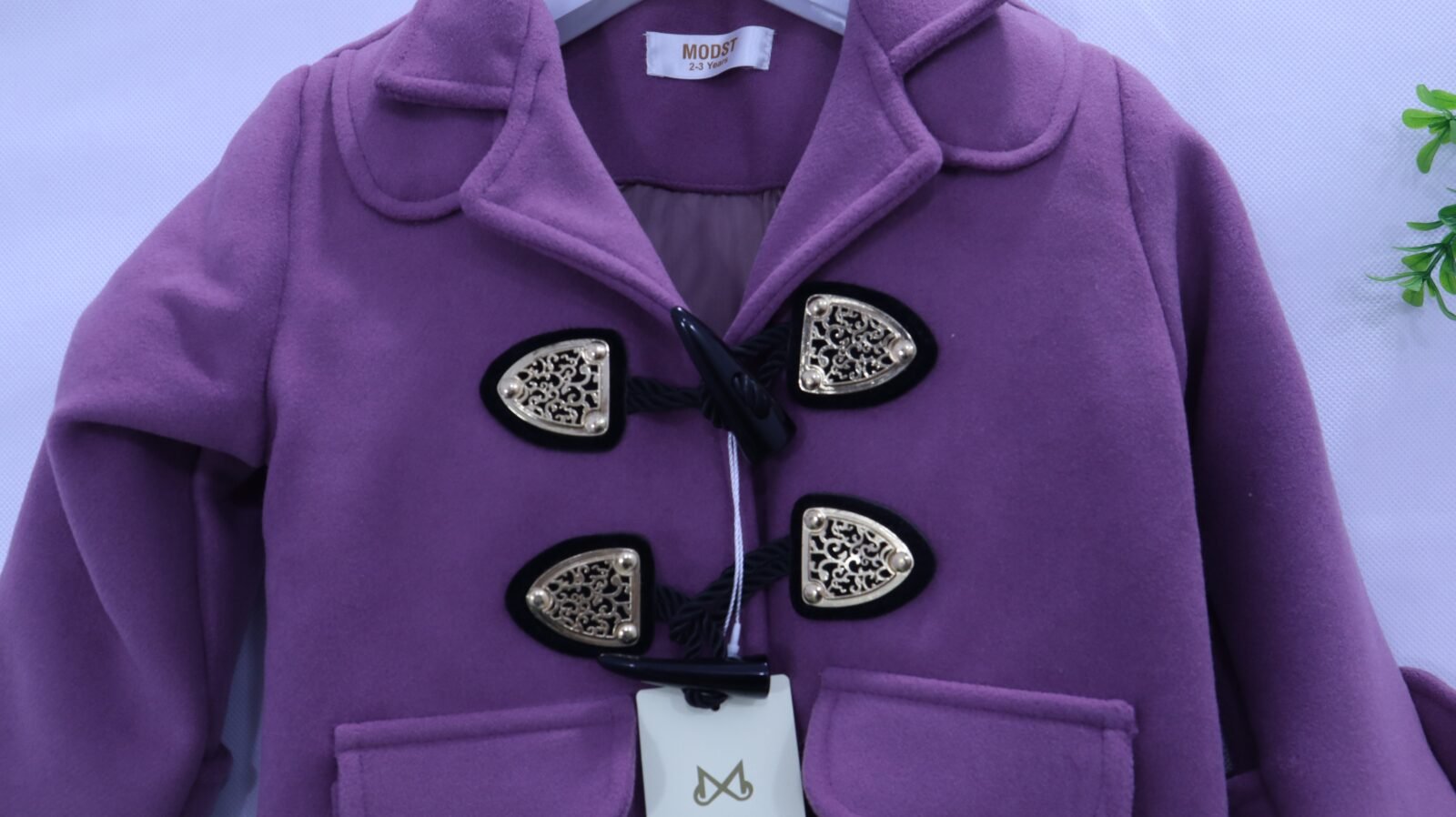 Girls Lilac Toggle Coat for Winter, sizes 1-5 years