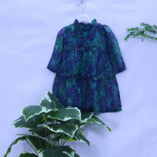 Girls Navy Floral Tiered Party Dress from MODST Kidswear