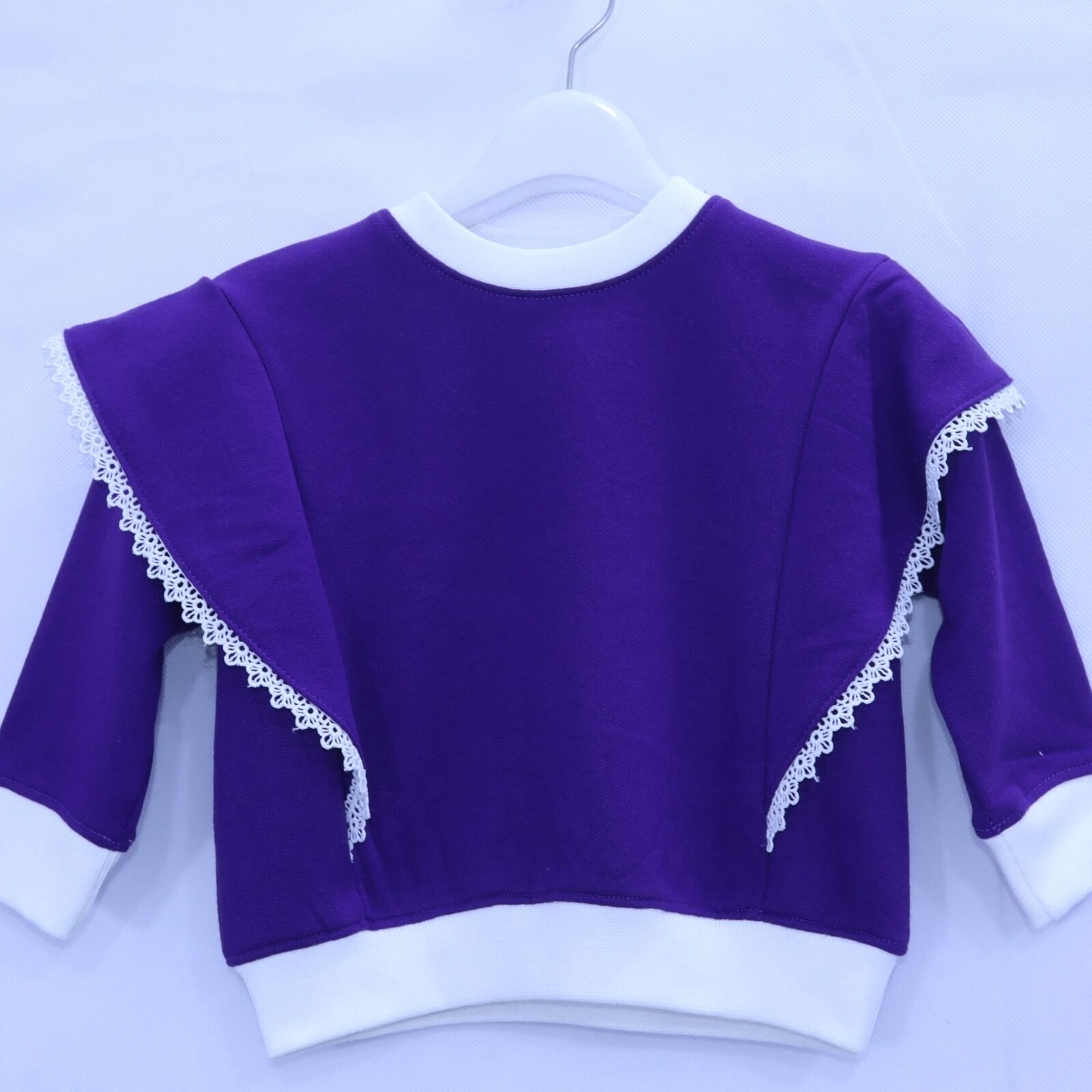 Girls Purple Ruffle-Shoulder Sweatshirt - Winter Collection at MODST Kidswear