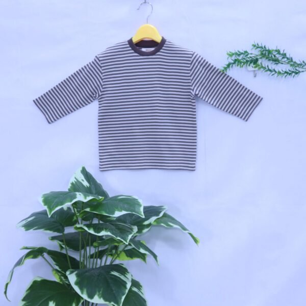 Kids Brown Narrow-Stripe Long-Sleeve Tee from MODST Kidswear