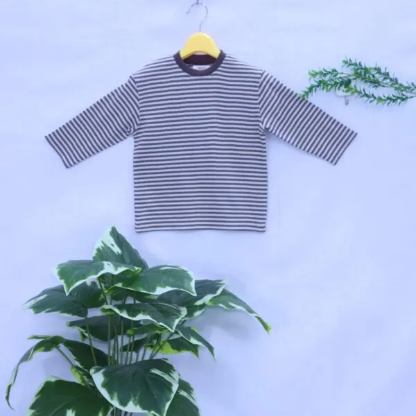 Kids Brown Narrow-Stripe Long-Sleeve Tee from MODST Kidswear