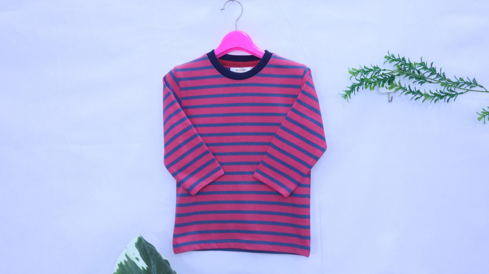 Kids Pink & Navy Stripe Long-Sleeve Tee - kidswear at MODST Kidswear