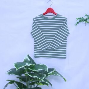 Kids Sage Green Stripe Long-Sleeve Tee from MODST Kidswear