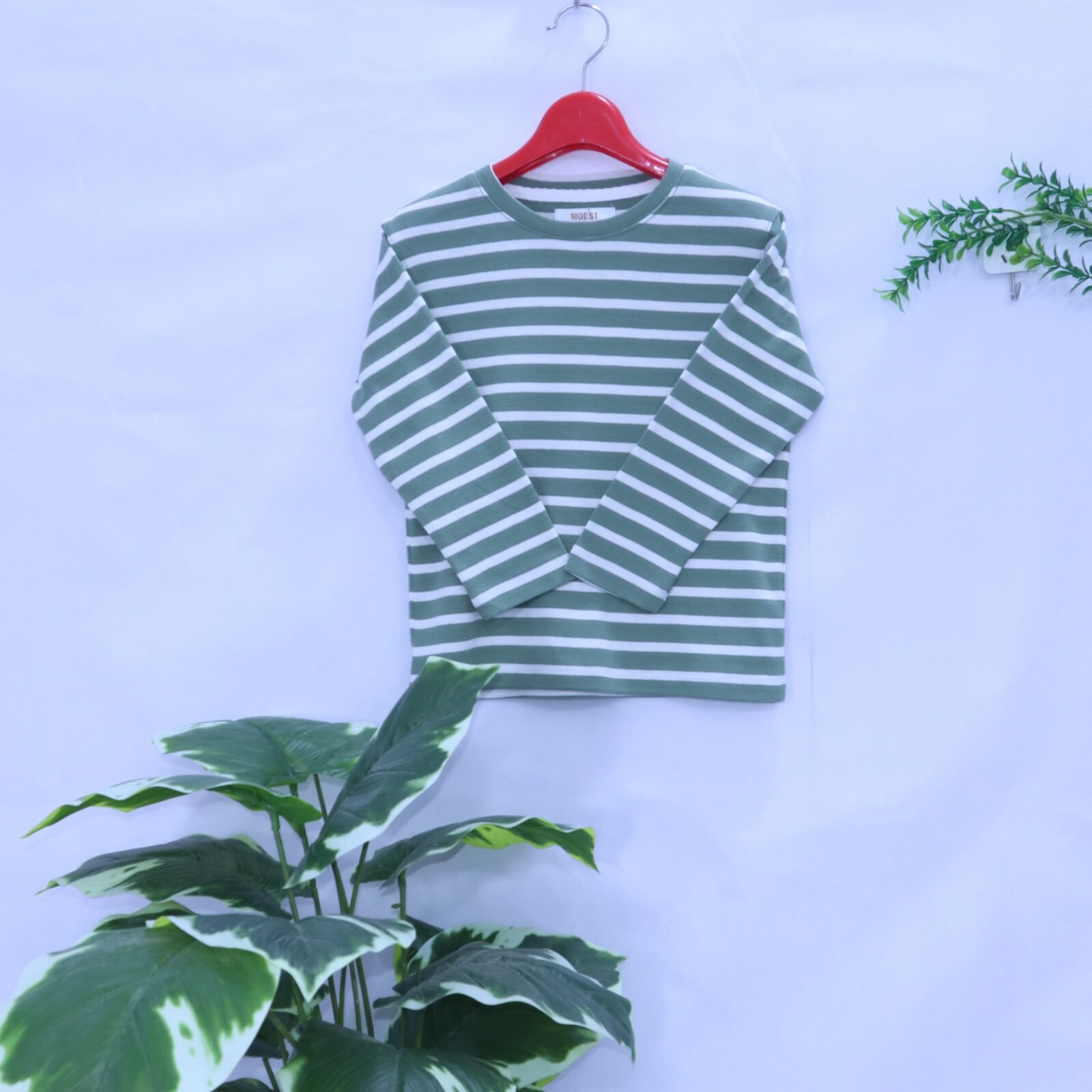 Kids Sage Green Stripe Long-Sleeve Tee - kidswear at MODST Kidswear