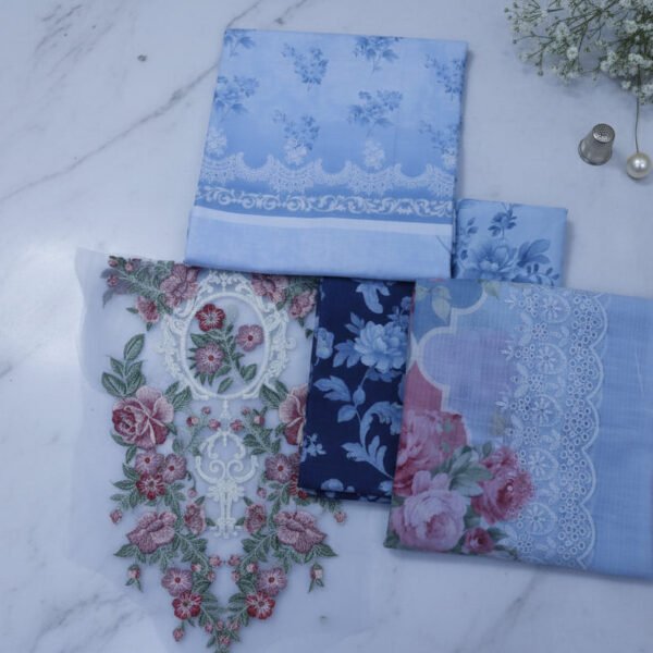 Periwinkle Blue Viscose Chikankari Suit from MODST Kidswear